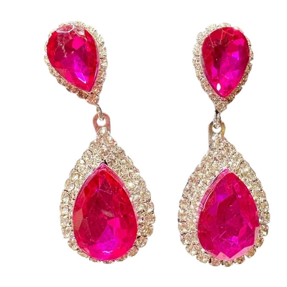 Fun Elegant Pink Teardrop Earrings